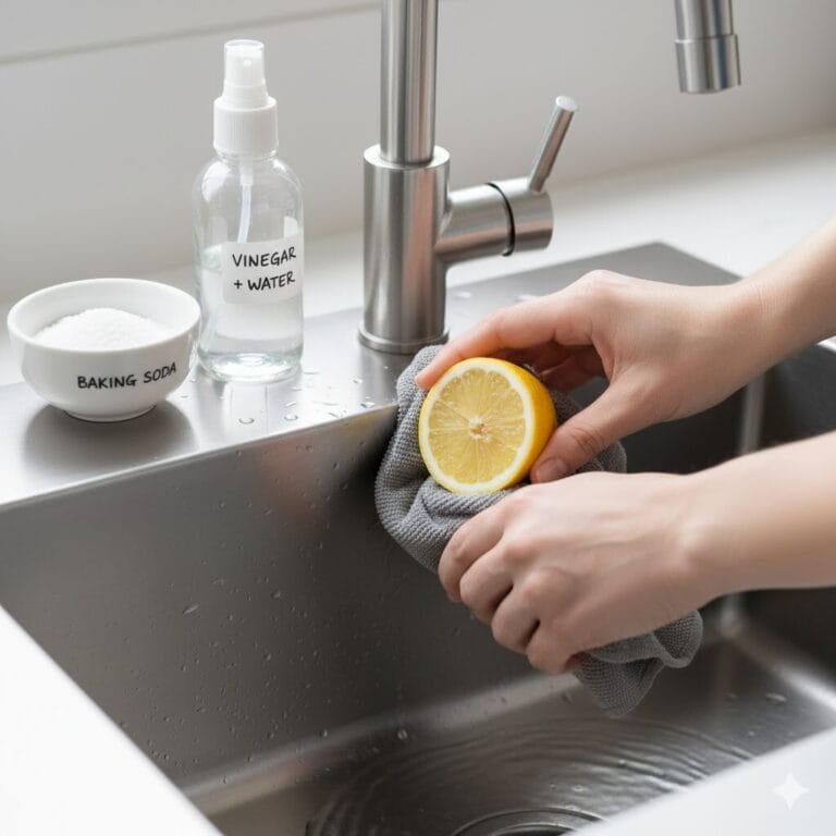 싱크대 물때 제거, 싱크대 청소 방법, 세제 없이 청소, 주방 물때 없애는 법, 자연 재료 청소 꿀팁